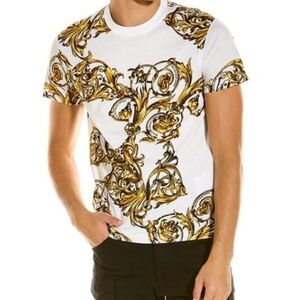 Versace Jeans Couture White Gold Baroque T Shirt